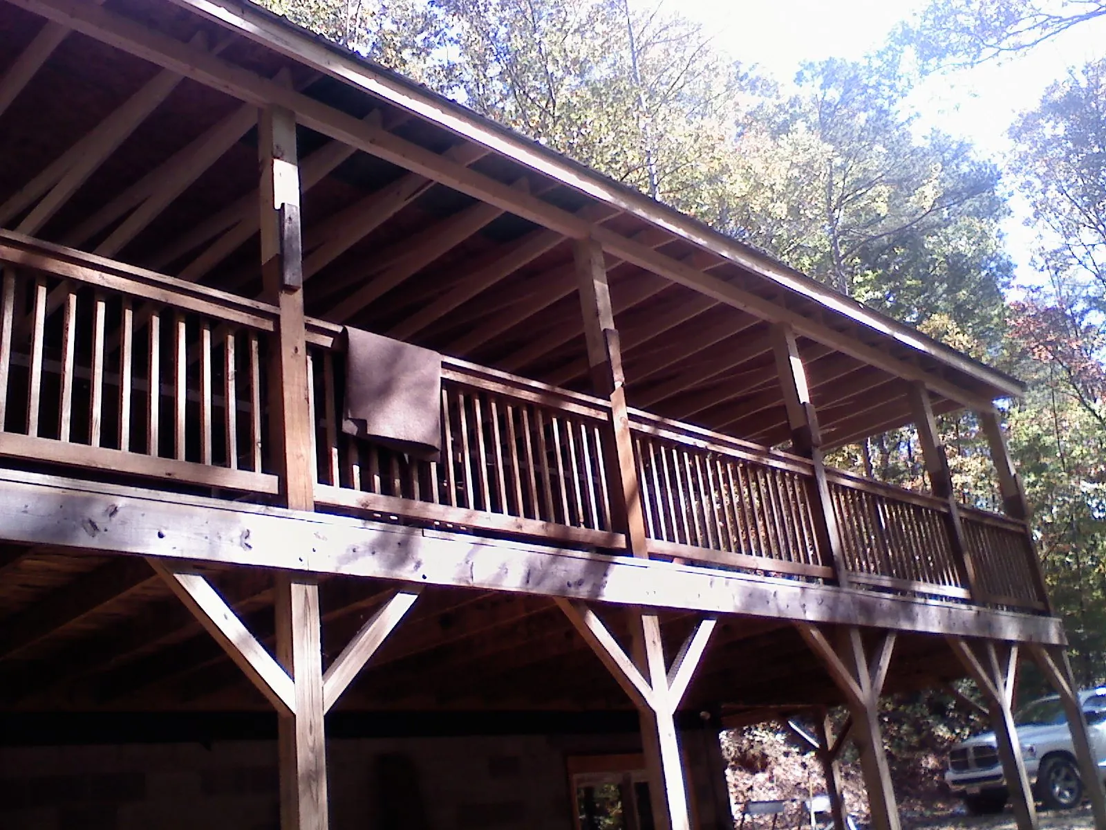 Timber framing under a new elevated porch and deck — Roof Leak Repair in Blue Rock by Roofing Brothers